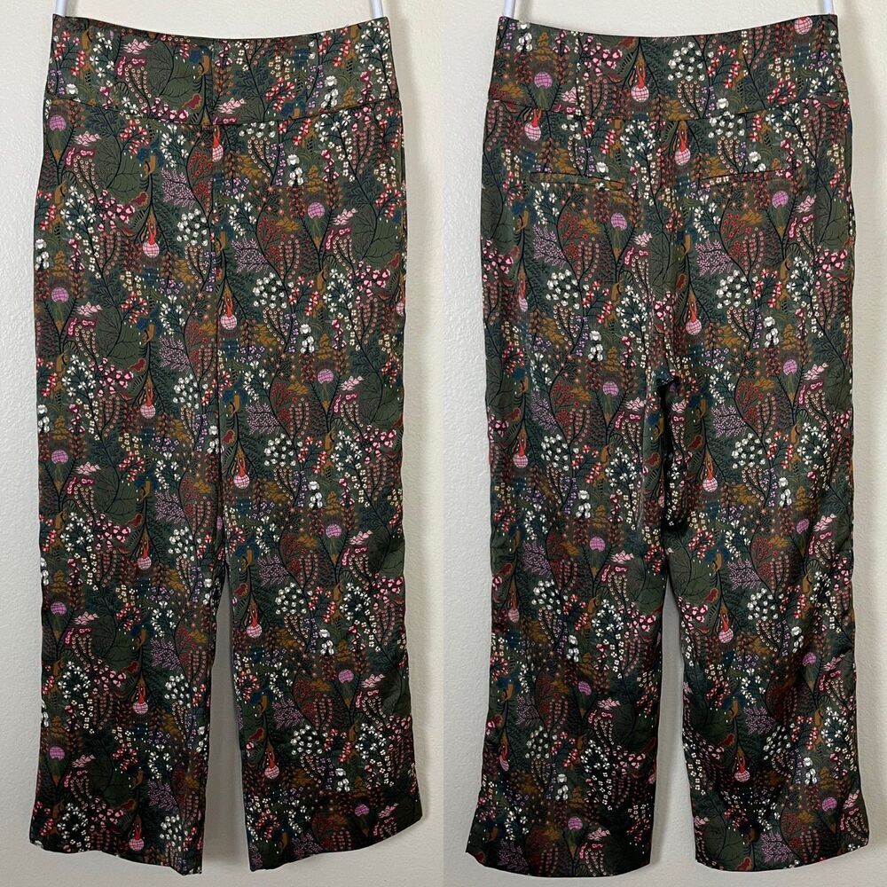 Scotch & Soda Women Size L Green Voyage Endless Horizons Botanical Wide Leg Pant